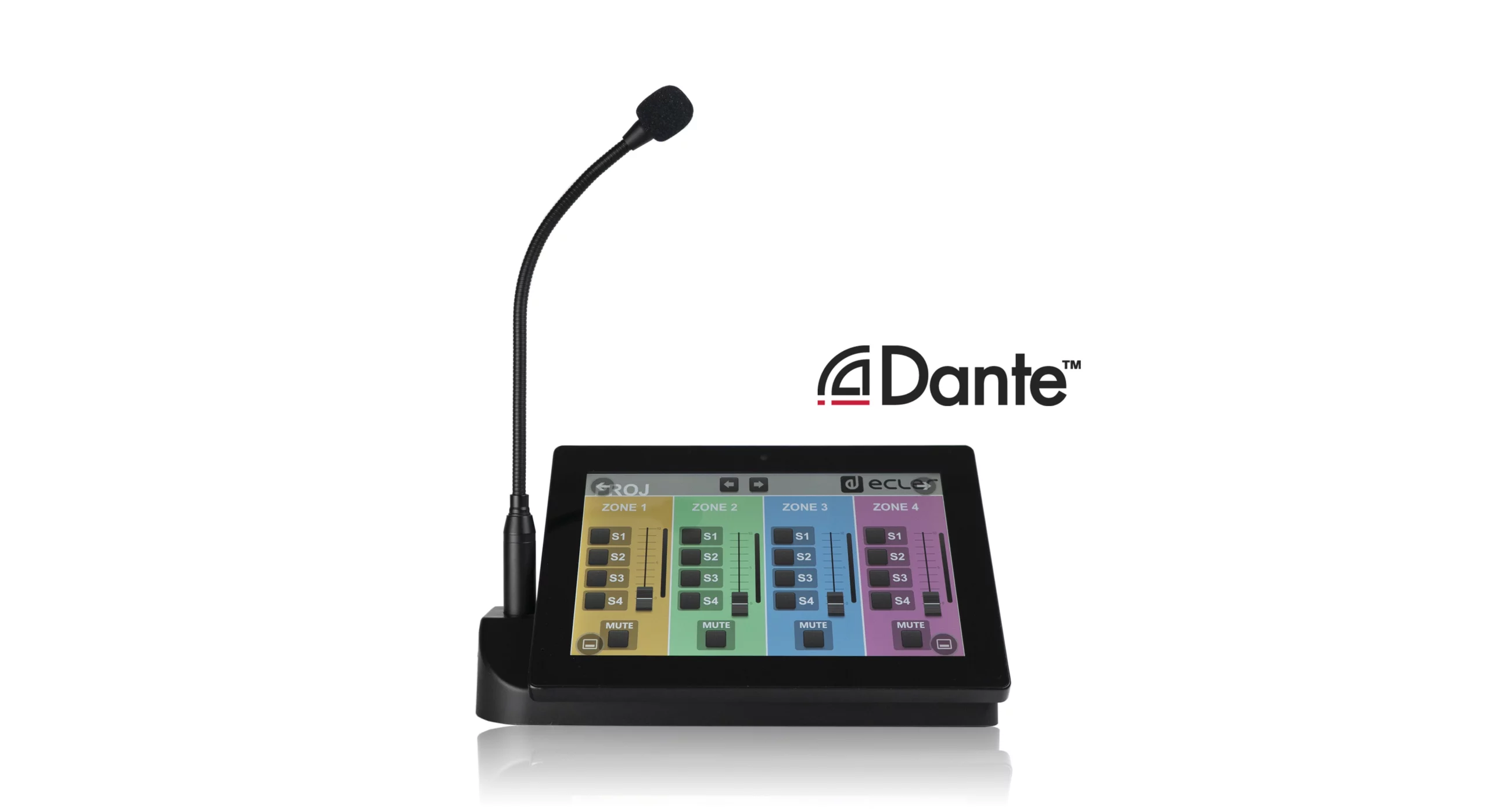 ECLER PANEL DOTYKOWY STERUJĄCY POWIADOMIENIA GŁOSOWE Z DANTE, AUDIO OVER IP, 10" PAGENETDN